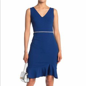 New betsey Johnson blue dress w/ pearl trim